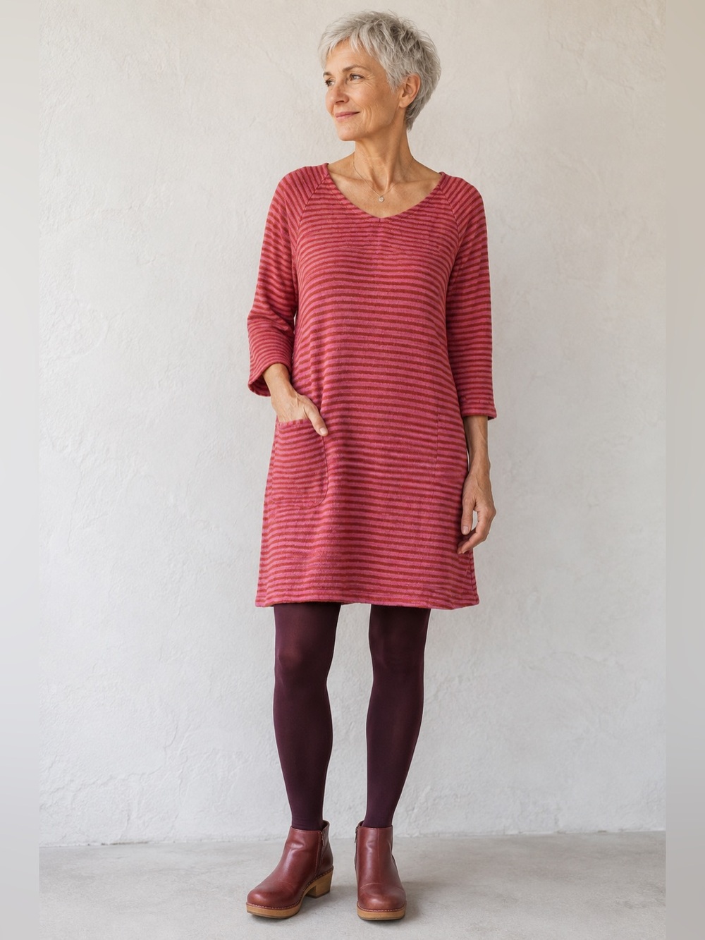 Gudrun Sjödén Pink Red Striped Cotton Pocket A-Line Dress Size M